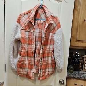 Source Unknown Plaid Jacket with Sherpa Sleeves